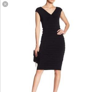 London Times shutter pleat stretch sheath dress